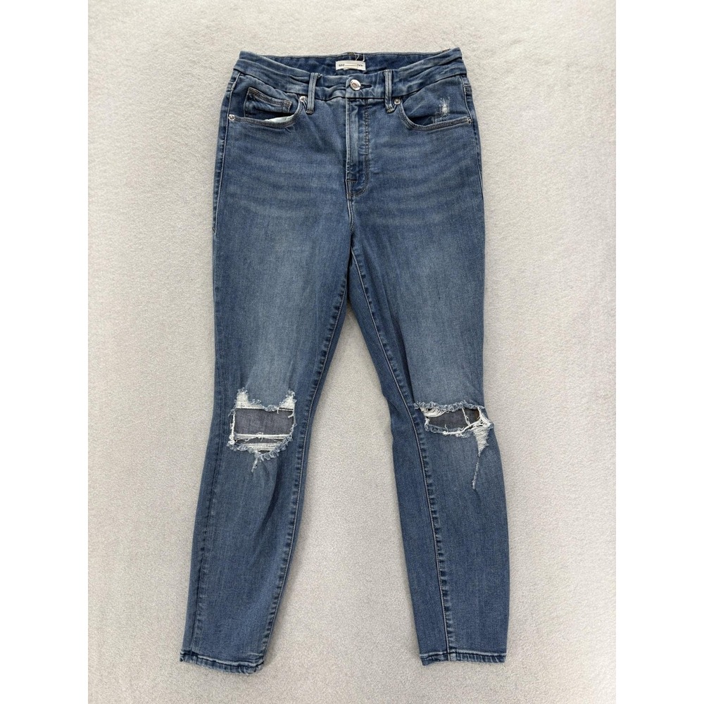 Good American Good Legs Crop Skinny Jeans Womens 8/29 Blue Medium Wash High Rise